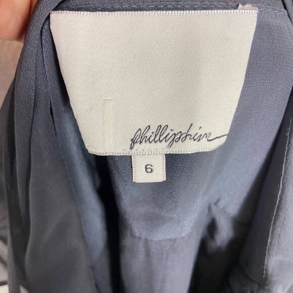 Phillip Lim Silk Dress Size 6 Slate Gray Sleeveless Ruched Cocktail Minimalist - Picture 12 of 13
